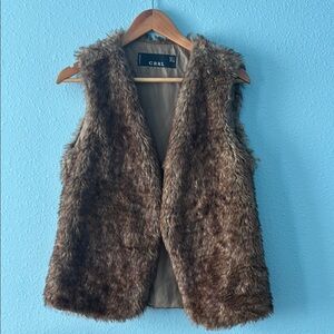 CBRL Faux Fur Vest Brown Sleeveless Boho Y2K Festival Layering